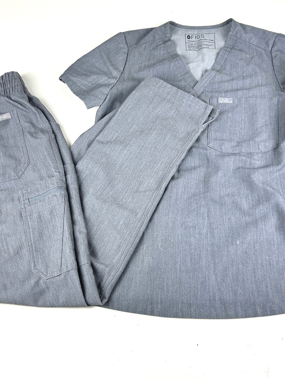 Figs Technical Collection Scrub Set Gray Sz XS XXS Catarina Top & Zamora Jogger